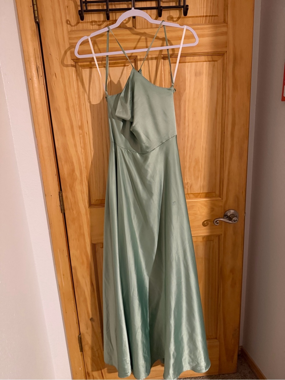 Windsor Mint Green Satin Maxi Dress with Strappy Back